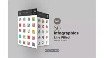 دانلود آیکون اینفوگرافیک Infographics Line Filled Icons
