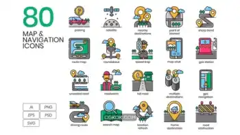 دانلود آیکون نقشه و ناوبری Map & Navigation Icons