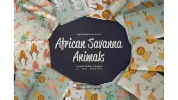 دانلود پترن حیوانات آفریقایی African Savanna Animals – Seamless Pattern