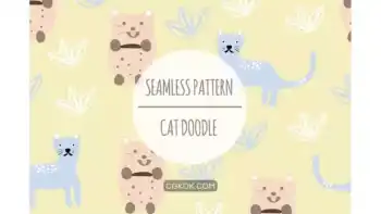 دانلود پترن گربه Cat Doodle – Seamless Pattern