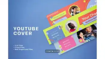 دانلود طرح لایه باز کاور یوتیوب رنگی Colorful Youtube Cover