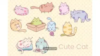 دانلود وکتور گربه Cute Cat Hand Drawn