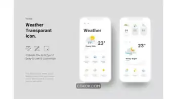 دانلود آیکون آب و هوا FBN Weather Transparent Icon Set
