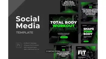 دانلود طرح لایه باز اینستاگرام استودیو تناسب اندام Fitness Studio Instagram Template
