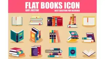 دانلود آیکون کتاب Flat Books Icons