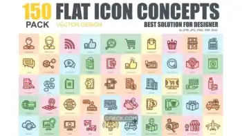 دانلود آیکون خطی فلت Flat Line Icons