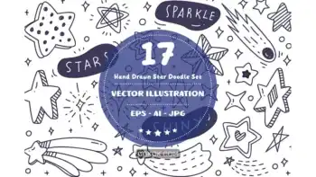 دانلود وکتور ستاره Hand Drawn Star Doodle Set