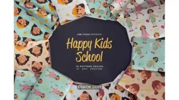 دانلود پترن کودکان شاد مدرسه Happy Kids School – Seamless Pattern