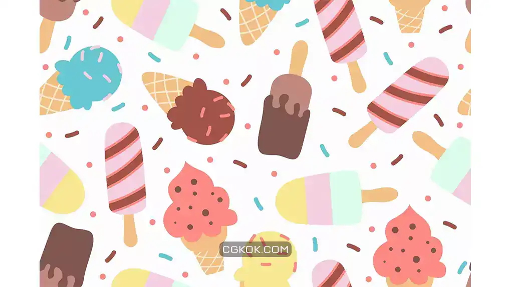 دانلود پترن بستنی Ice Cream Vector Seamless Object Pattern