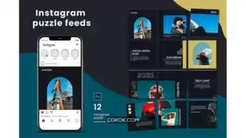 دانلود طرح لایه باز پست پازلی اینستاگرام Instagram Puzzle Feed