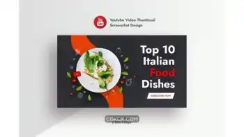 دانلود طرح لایه باز کاور ویدیو یوتیوب غذا و رستوران ایتالیایی Italian Food & Restaurant YouTube Video Thumbnail
