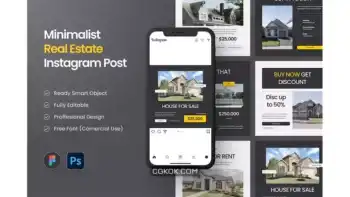 دانلود طرح لایه باز پست اینستاگرام مشاور املاک مینیمال Minimalist Real Estate Instagram Post