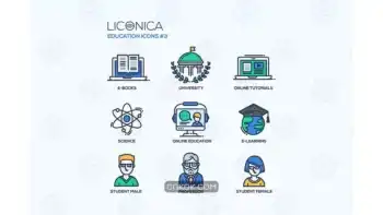 دانلود آیکون مدرسه و تحصیلات مدرن Modern school and education thin line design icons