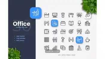دانلود آیکون دفتر کار Office Outline Icons