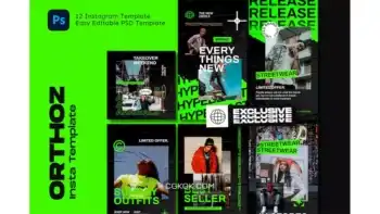 دانلود طرح لایه باز اینستاگرام Orthoz Hypebeast Instagram Template