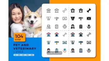 دانلود آیکون دامپزشکی و حیوانات خانگی Pet and Veterinary Icons
