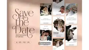 دانلود طرح لایه باز استوری اینستاگرام Save The Date Instagram Stories