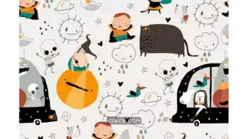 دانلود پترن کارتونی هیولای دیوانه Vector Seamless Pattern with Cartoon Crazy Monster