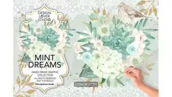 دانلود کلیپ آرت نعنا آبرنگی Watercolor MINT DREAMS design