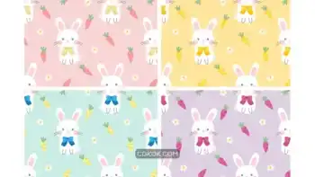دانلود پترن خرگوش سفید White Bunny and Carrot Seamless Pattern