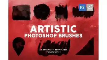 دانلود براش جوهر فتوشاپ Artistic Photoshop Stamp Brushes Vol.2