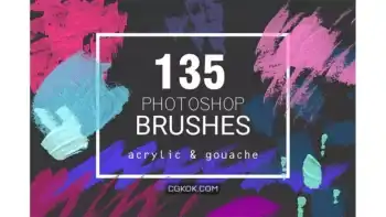 دانلود براش آکریلیک و گواش فتوشاپ Acrylic&Gouache – 135 PS brushes