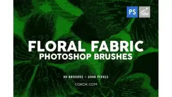دانلود براش فتوشاپ پارچه با طرح گل Floral Fabric Photoshop Stamp Brushes
