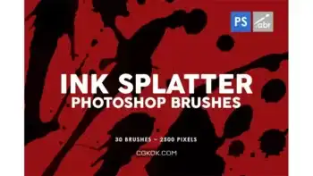 دانلود براش پاشیدن جوهر فتوشاپ Ink Splatter Photoshop Stamp Brushes Vol. 1