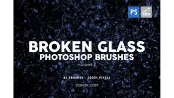 دانلود براش شیشه شکسته فتوشاپ Broken Glass Photoshop Stamp Brushes Vol. 2