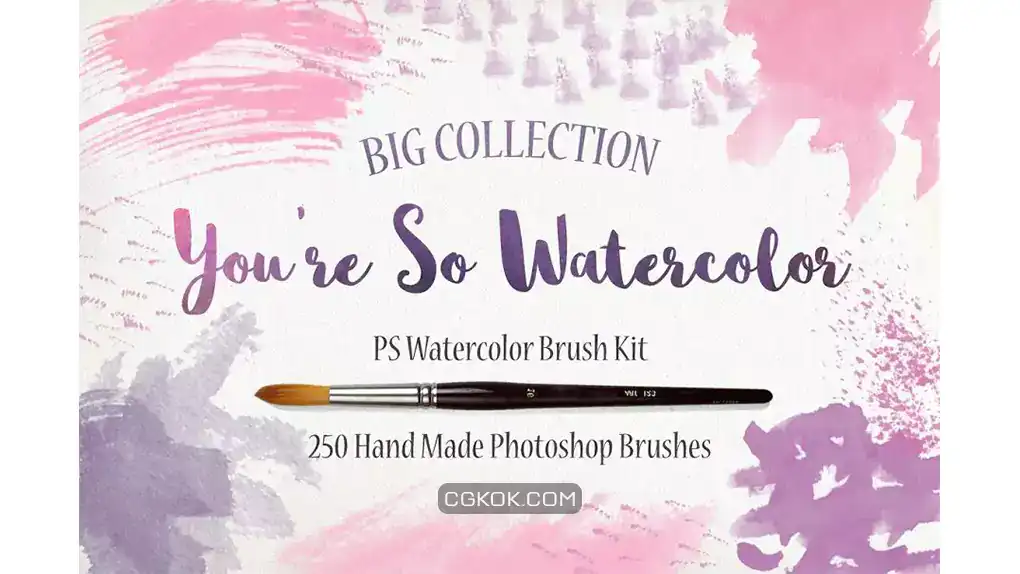 دانلود براش آبرنگ فتوشاپ PS Watercolor Brush Kit 250 brushes