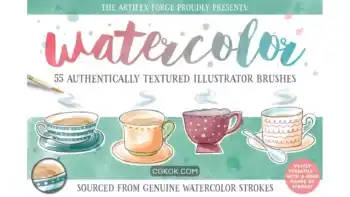 دانلود براش آبرنگ ایلوستریتور Watercolor Brushes