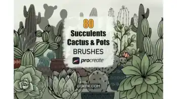 دانلود براش پروکریت گلدان کاکتوس Cactus Succulents and Pots – Procreate Brushes