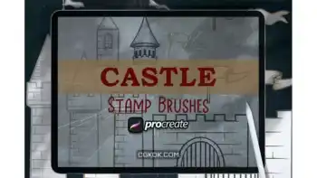دانلود براش تصویر قلعه پروکریت Castle Illustration Brush Stamp Procreate