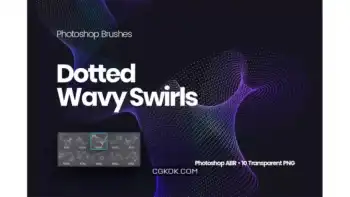 دانلود براش خطوط مواج نقطه ایی فتوشاپ Dotted Wavy Swirls Photoshop Brushes