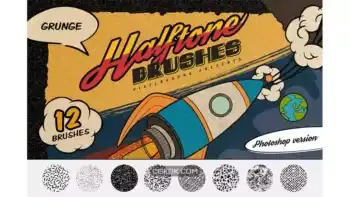 دانلود براش خط و نقطه فتوشاپ Halftone Grunge Photoshop Brushes