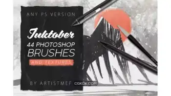 دانلود براش قلمو جوهری فتوشاپ Inktober 2019 Photoshop Brushes