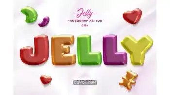دانلود اکشن فتوشاپ ایجاد افکت ژله ایی روی متن و اشکال Jelly Photosop Action
