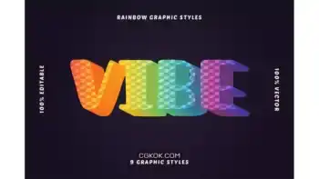 دانلود افکت متن ایلوستریتور چند رنگ رترو Multicolor Retro Text Effects Set