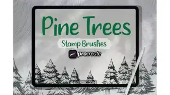 دانلود براش پروکریت درخت کاج Pine Tree Brush Stamp Procreate