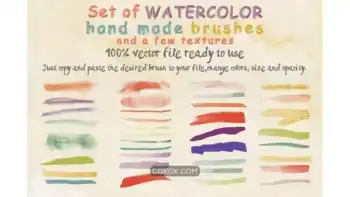 دانلود براش آبرنگی ایلوستریتور Set Of Watercolor Brushes And Textures