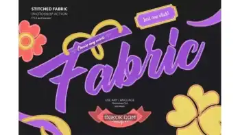 دانلود اکشن فتوشاپ ایجاد افکت پارچه دوخته شده بر روی متن و اشکال Stitched Fabric Photoshop Action