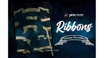 دانلود براش روبان پروکریت Vintage Ribbon Stamp Brush Procreate