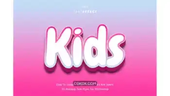 دانلود افکت متن سه بعدی کودکانه فتوشاپ 3D Kids Editable Text Effect