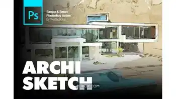 دانلود اکشن فتوشاپ تبدیل عکس به اسکیس معماری Architecture Sketch Photoshop Action