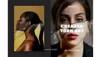 افکت عکس کاغذ پاره شده برای فتوشاپ Creased Torn Art Effect for Posters