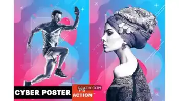 دانلود اکشن فتوشاپ ساخت پوستر سایبری Cyber Poster Photoshop Action