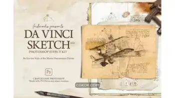 دانلود اکشن فتوشاپ تبدیل عکس به طراحی داوینچی Da Vinci Sketch Photoshop Action
