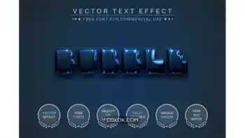 دانلود استایل متن ایلوستریتور حباب تیره Dark Bubble – Editable Text Effect, Font Style