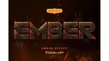 دانلود اکشن فتوشاپ ایجاد افکت مواد مذاب آتشفشانی روی متن و اشکال Ember Effect – Photoshop Action
