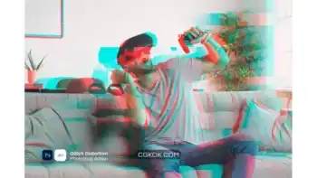 دانلود اکشن فتوشاپ افکت گلیچ Glitch Distortion Photoshop Action